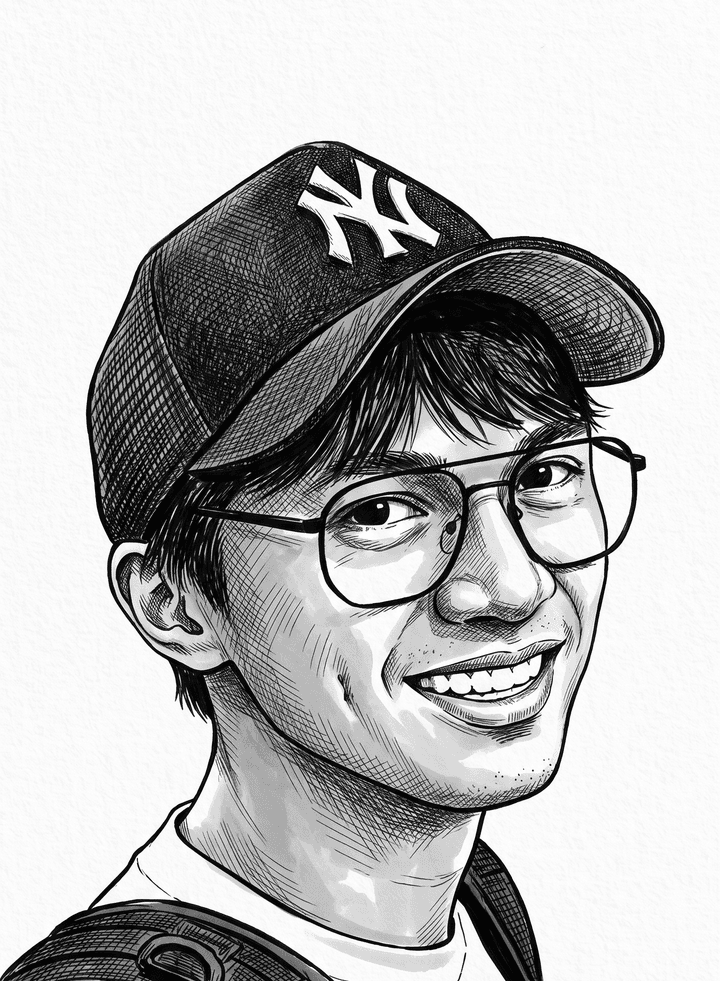 Ink portrait of Paul Natividad